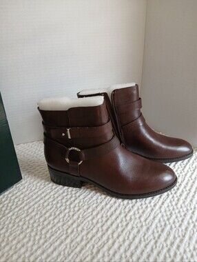 Lauren Ralph Lauren Margo Leather Ankle Boots Dark Brown NWT Original Box - 7B